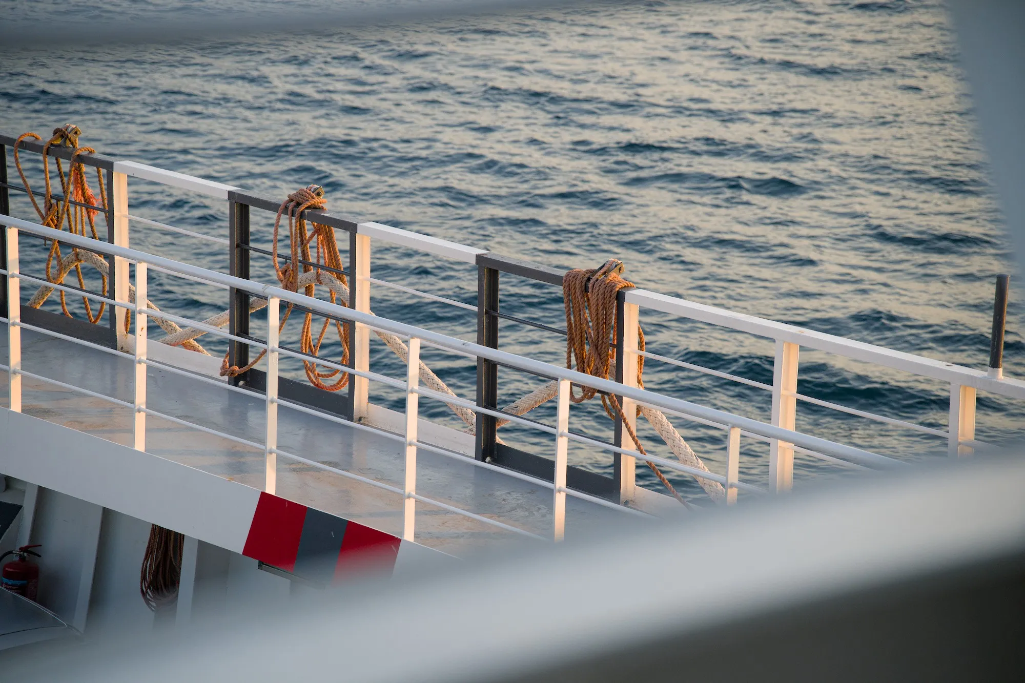 We reached the ferry at sundown.